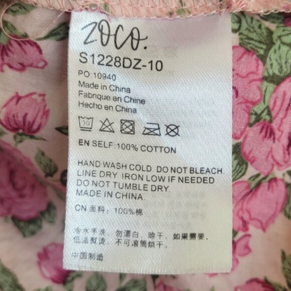 Zoco Puff Sleeve Pink Floral Secret Garden Daymaker Dress Small - Picture 5 of 8